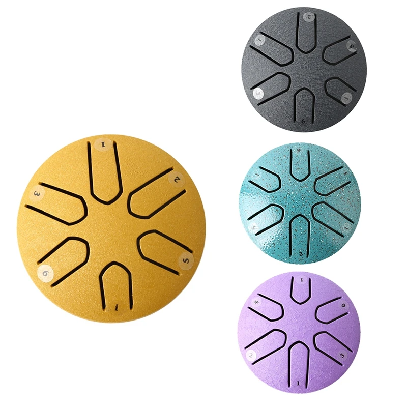 

3 Inch 6-Tone Steel Tongue Drum Mini Hand Drums With Drumsticks Percussion Musical Instruments Drum