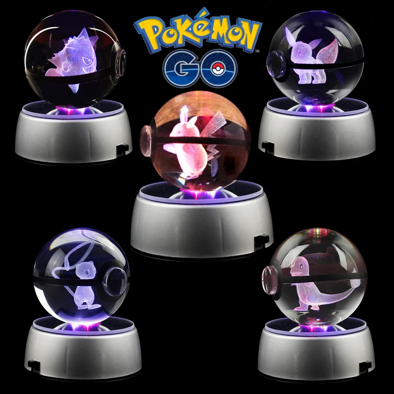 3D Pokemon Crystal Ball Night Light Toy Anime Pikachu Gengar Mewtwo Eevee Figures Model with LED Light Base Kid Collectable Gift
3D Pokemon Crystal Ball Night Light Toy Anime Pikachu Gengar Mewtwo Eevee Figures Model with LED Light Base Kid Collectable Gift