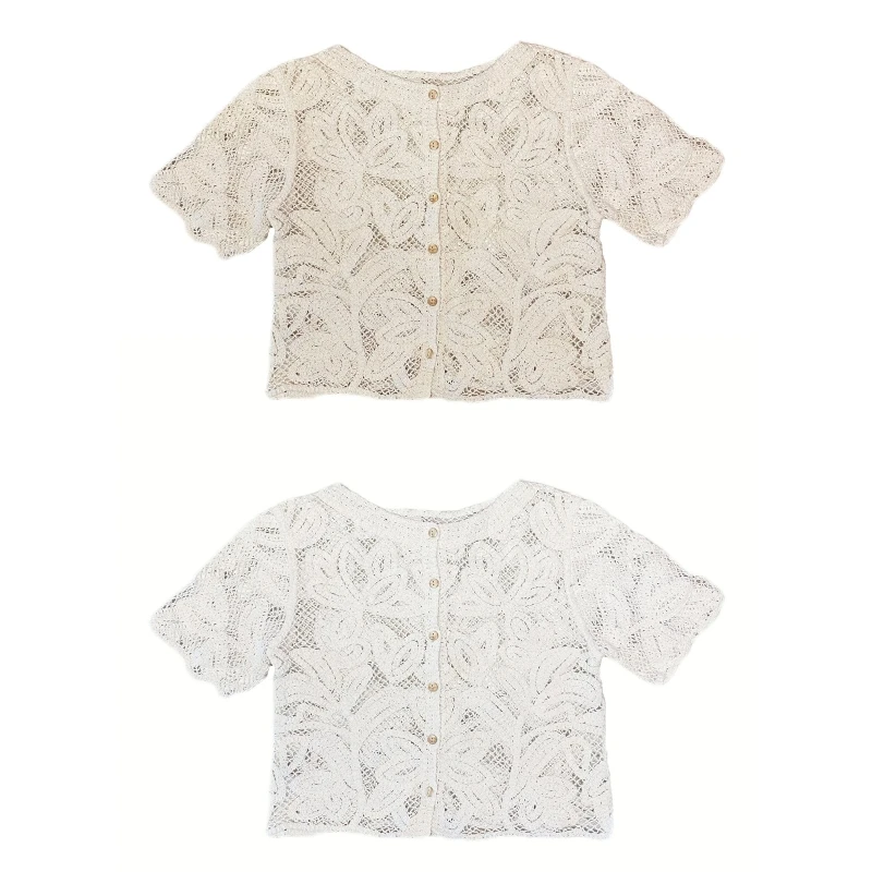 Women's Button Down Cardigan Hollow out Knitted Crop Tops Short Sleeves Cardigan
Women's Button Down Cardigan Hollow out Knitted Crop Tops Short Sleeves Cardigan
