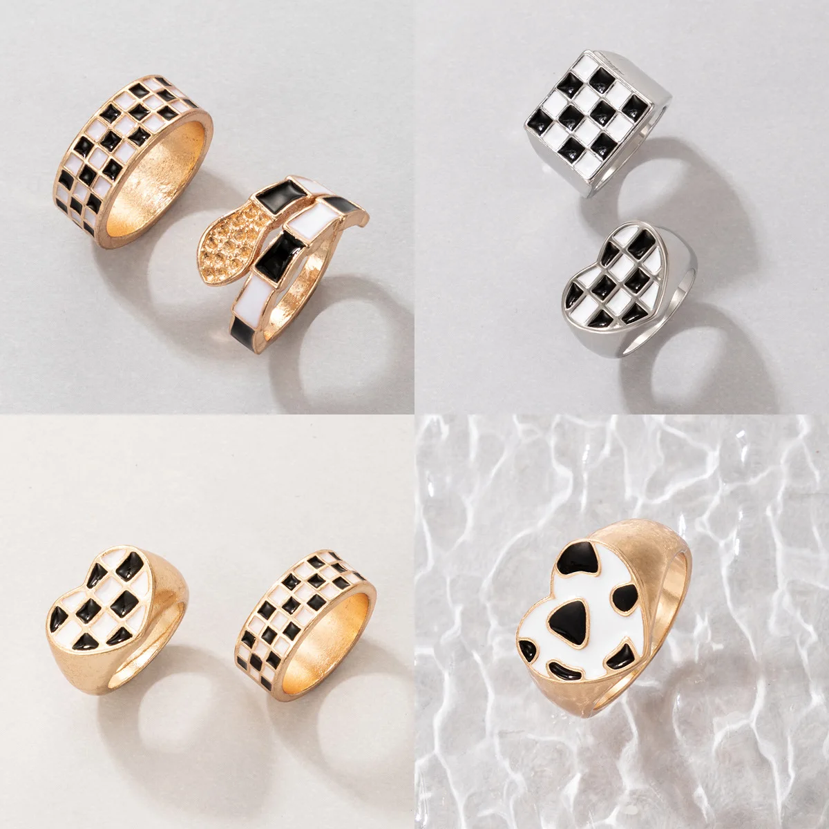 New 2022 Black And White Checker Ring Dripping Oil Snake Two Piece Set Ring 
New 2022 Black And White Checker Ring Dripping Oil Snake Two Piece Set Ring