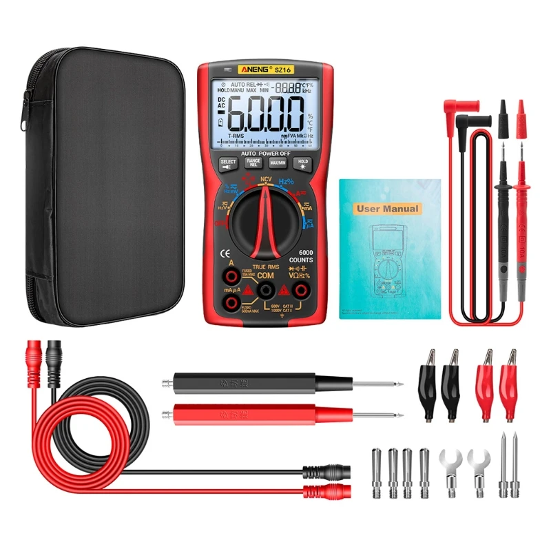 Digital Multimeter 6000 Counts Professional True RMS for DC/AC Voltage Current Drop Shipping
Digital Multimeter 6000 Counts Professional True RMS for DC/AC Voltage Current Drop Shipping