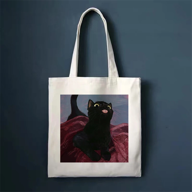 Black Cat Shopping Bag Shopper Bags Tote Canvas Bag Harajuku Reusable Large Capacity Kawaii Women Casual Shoulder Bag Handbag
Black Cat Shopping Bag Shopper Bags Tote Canvas Bag Harajuku Reusable Large Capacity Kawaii Women Casual Shoulder Bag Handbag