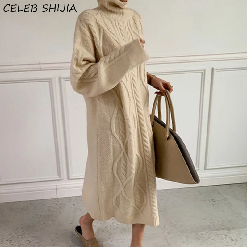SHIJIA Long Knitted Dress Women Turtleneck Criss-Cross Sweater Dresses Autumn 2022 Vintage Long Sleeve Oversized Winter Clothing
SHIJIA Long Knitted Dress Women Turtleneck Criss-Cross Sweater Dresses Autumn 2022 Vintage Long Sleeve Oversized Winter Clothing