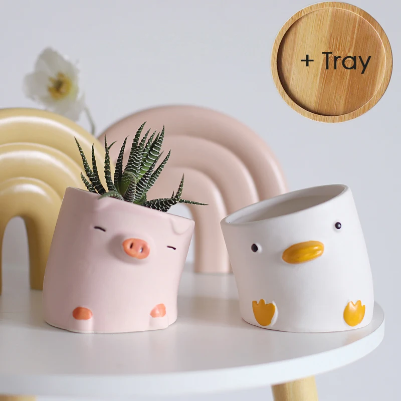 Cute Succulent Flower Pot Cartoon Animal Planters Indoor Plants Flowerpot Desk Decorate Ceramic Creative Crooked Duck Pig Crafts
Cute Succulent Flower Pot Cartoon Animal Planters Indoor Plants Flowerpot Desk Decorate Ceramic Creative Crooked Duck Pig Crafts