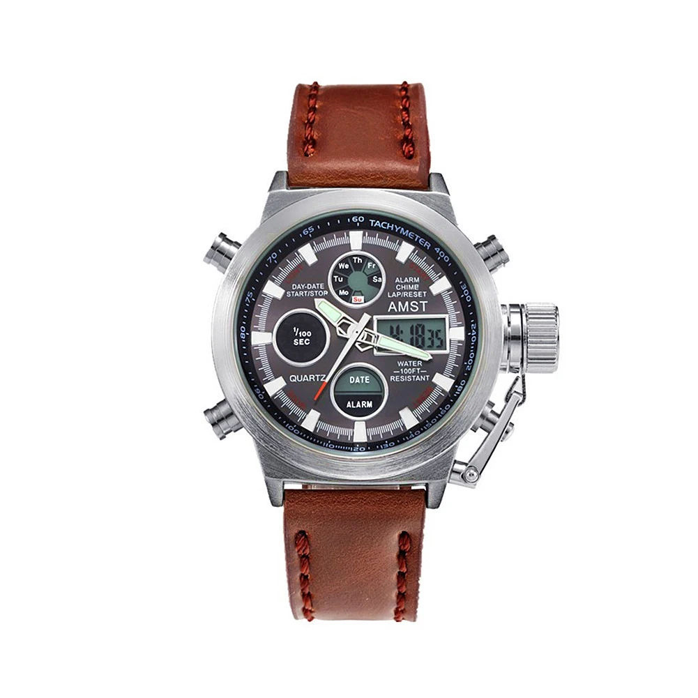 Men Climbing Outdoor Leather Strap Quartz Waterproof Noctilucent Led Sports AMST Round Wrist Watch
Men Climbing Outdoor Leather Strap Quartz Waterproof Noctilucent Led Sports AMST Round Wrist Watch