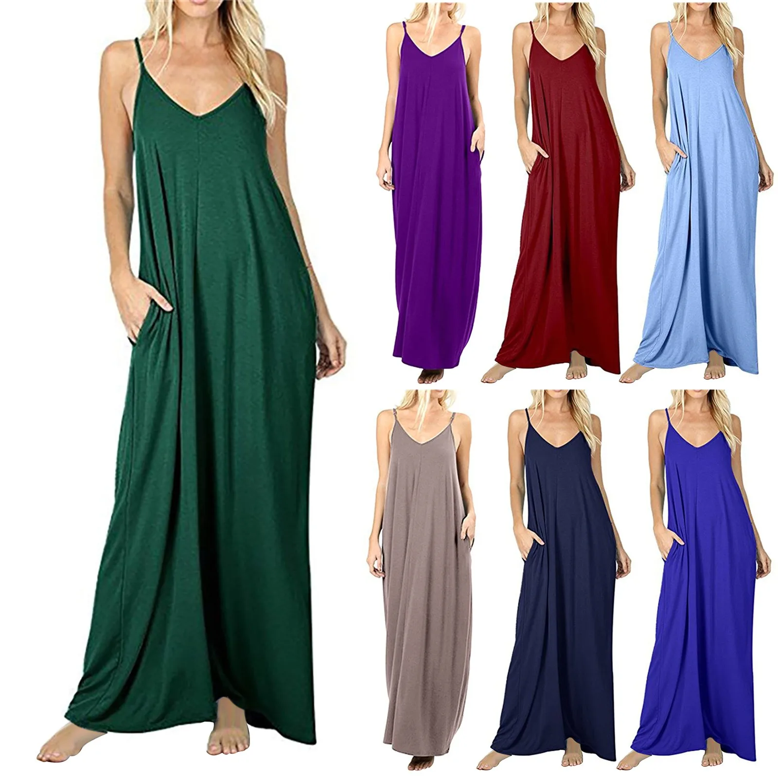 Plus Size Cotton Spaghetti Strap Dresses for Women 2023 Summer Loose Casual Pockets Maxi Dress Elegant Vestidoa Homewear Robe
Plus Size Cotton Spaghetti Strap Dresses for Women 2023 Summer Loose Casual Pockets Maxi Dress Elegant Vestidoa Homewear Robe