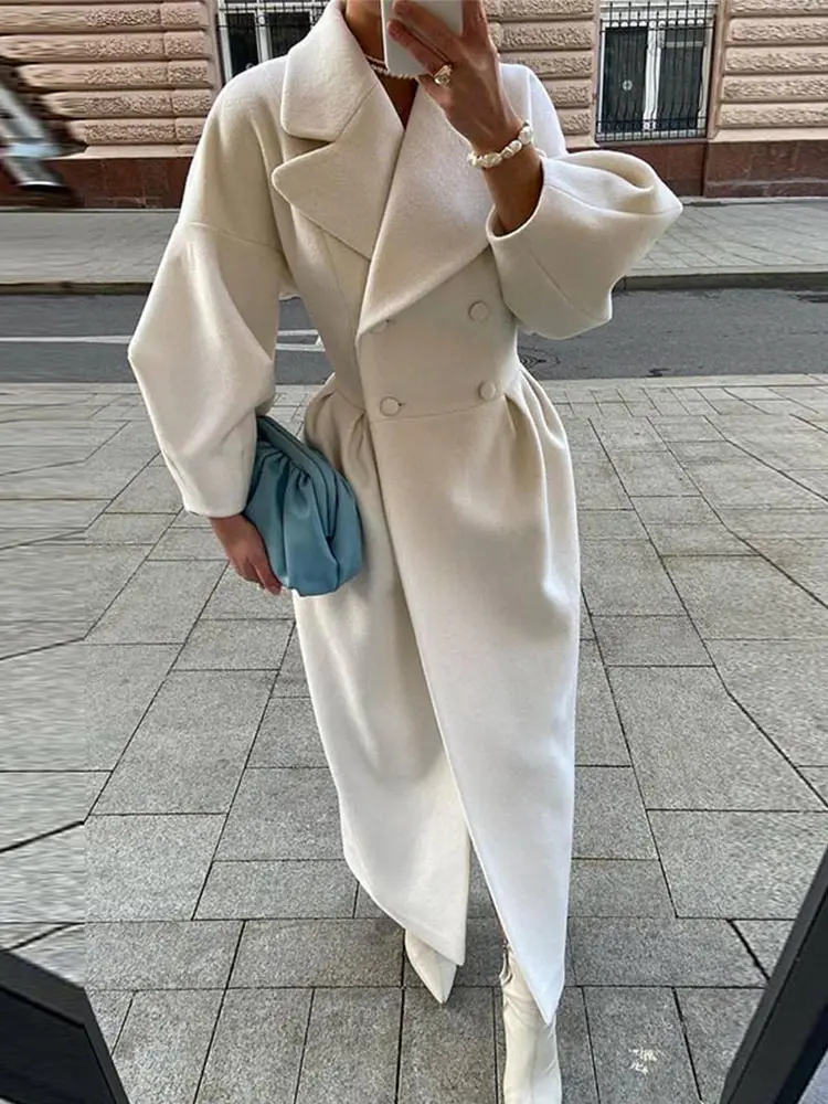 Women Autumn Lantern Sleeve Windbreaker Female Woolen Lapel Double-Breasted Long Jackets Coat Office Lady Thick Streetwear Coats
Women Autumn Lantern Sleeve Windbreaker Female Woolen Lapel Double-Breasted Long Jackets Coat Office Lady Thick Streetwear Coats