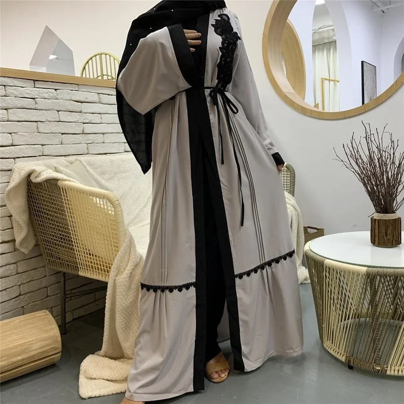 Фото Женское длинное платье-кимоно элегантное черное платье с вышивкой в турецком