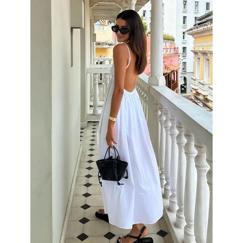 Sexy Backless Midi Dress Sleeveless V Neck Dress 2023 Fashion Summer Woman Causal Loose Beach Dress Holiday White Long Dress
Sexy Backless Midi Dress Sleeveless V Neck Dress 2023 Fashion Summer Woman Causal Loose Beach Dress Holiday White Long Dress