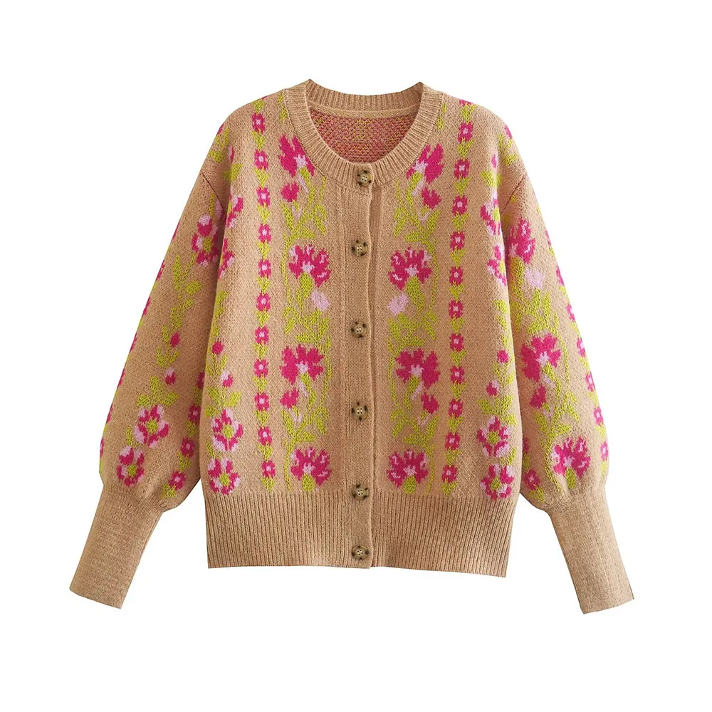 Spring and Autumn New Fashion Women's Retro Sweet Round Neck Long Sleeve Flower Jacquard Knitted Jacket
Spring and Autumn New Fashion Women's Retro Sweet Round Neck Long Sleeve Flower Jacquard Knitted Jacket