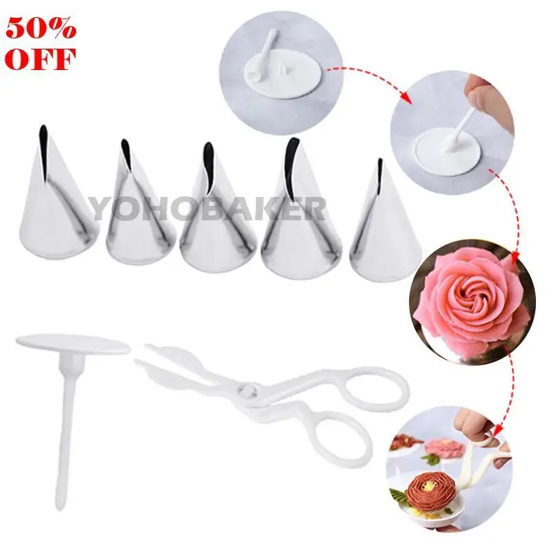 7PCS Fondant Cake Decorating Set 1 Cake Flower Stand Nail 5 Cake Icing Piping Nozzle 1 Cake Scissors For Cream Flower Transfer
7PCS Fondant Cake Decorating Set 1 Cake Flower Stand Nail 5 Cake Icing Piping Nozzle 1 Cake Scissors For Cream Flower Transfer