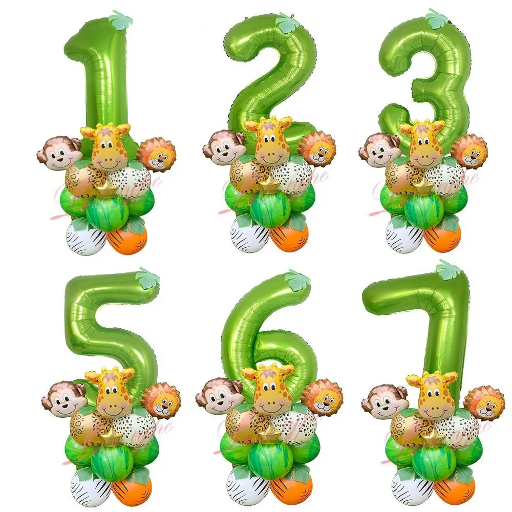 30pcs Jungle Animal Balloon Kit With Green Monkey Lion Figure Foil Balls For Kids Birthday Party Decoration DIY Home Supplies
30pcs Jungle Animal Balloon Kit With Green Monkey Lion Figure Foil Balls For Kids Birthday Party Decoration DIY Home Supplies