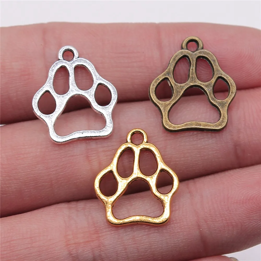 20pcs 19x17mm Antique Gold Color Antique Silver Plated Antique Bronze Hollow Dog Paw Charms For Jewelry Making
20pcs 19x17mm Antique Gold Color Antique Silver Plated Antique Bronze Hollow Dog Paw Charms For Jewelry Making