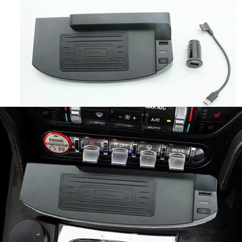 Car QI wireless phone charger 15w fast charger charging plate pad center console phone holder for Ford Mustang 2016-2021
Car QI wireless phone charger 15w fast charger charging plate pad center console phone holder for Ford Mustang 2016-2021