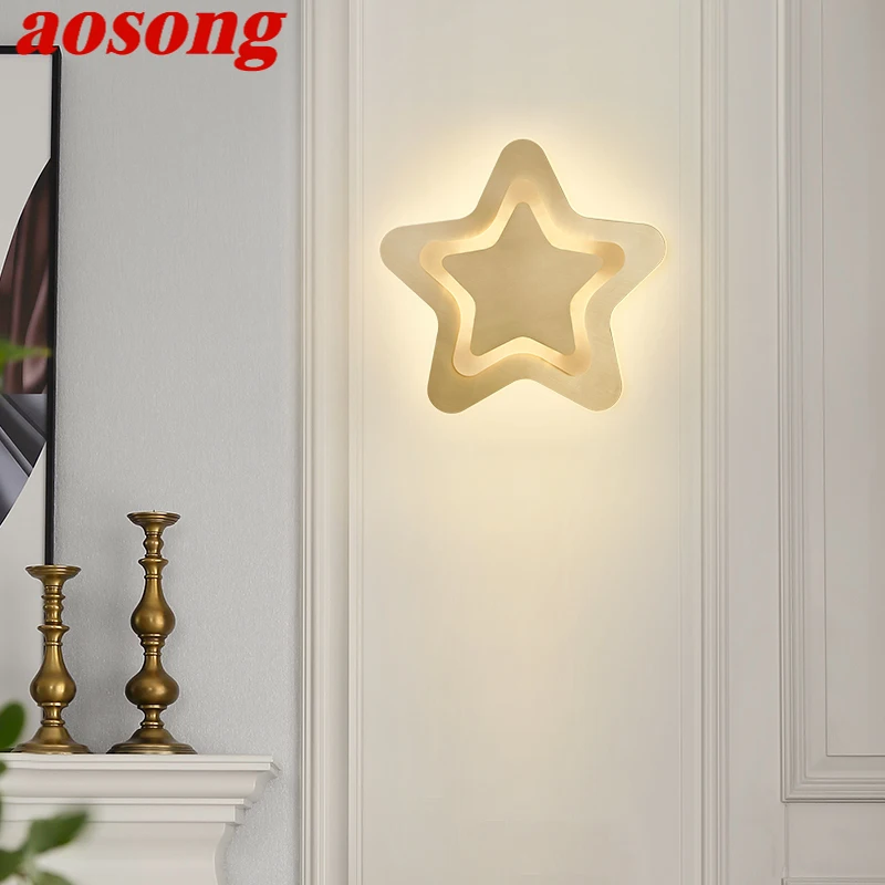 AOSONG Indoor Wall Lamp Brass Star Shapes LED 3 Colors Simple Creative Sconce Light for Home Living Room Bedroom Decor
AOSONG Indoor Wall Lamp Brass Star Shapes LED 3 Colors Simple Creative Sconce Light for Home Living Room Bedroom Decor