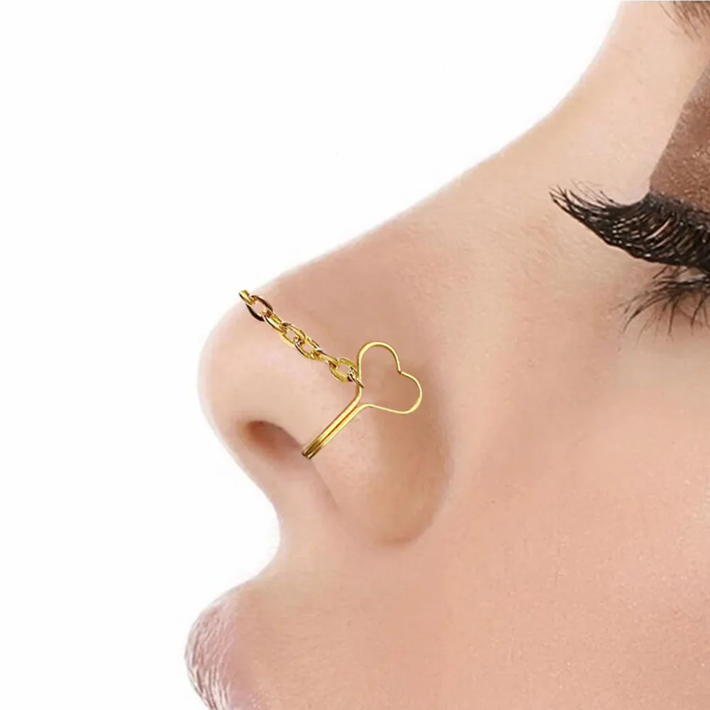 2022 Fake Piercing Nose Cuff Chain Stainless Steel Heart Fake Nose Ring With Chain Piercing Nariz Fake Nose Cuff Clip On Jewelry
2022 Fake Piercing Nose Cuff Chain Stainless Steel Heart Fake Nose Ring With Chain Piercing Nariz Fake Nose Cuff Clip On Jewelry