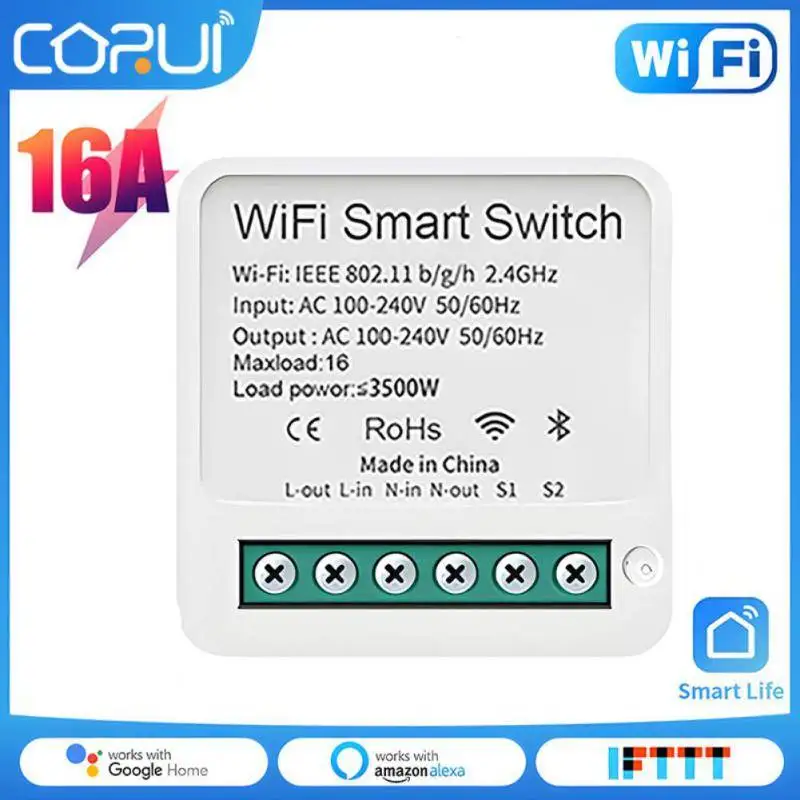 CORUI 10PCS EWeLink Wifi 16A MINI Smart Switch Supporte 2-way Control Timer Wireless Smart Home Automation Alexa Google Home
CORUI 10PCS EWeLink Wifi 16A MINI Smart Switch Supporte 2-way Control Timer Wireless Smart Home Automation Alexa Google Home