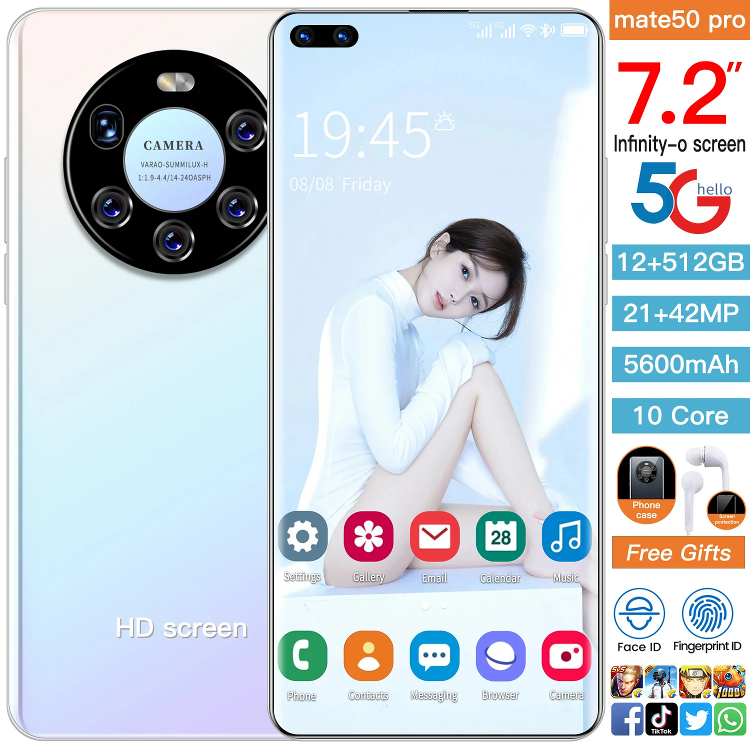 Global Version Smartphone Mate 50 Pro 16+768GB Smart Phone Android 10.0 21MP+42MP 7.2 Screen 5600 mAH Face ID Unlock Dual Card
Global Version Smartphone Mate 50 Pro 16+768GB Smart Phone Android 10.0 21MP+42MP 7.2 Screen 5600 mAH Face ID Unlock Dual Card