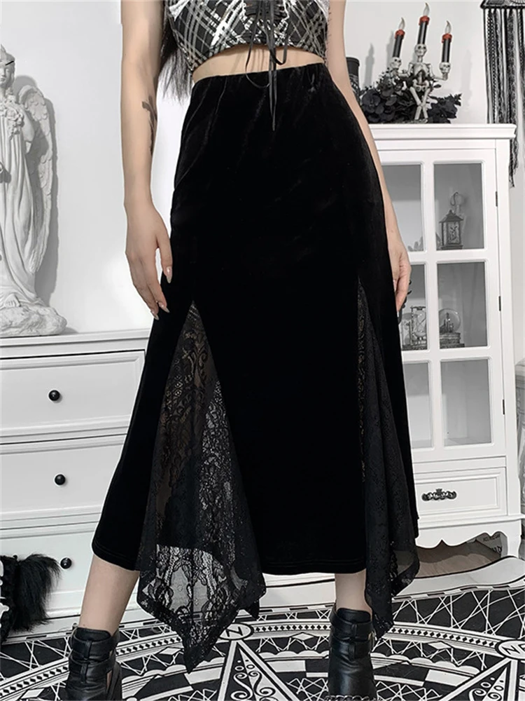 2022 New Velour Mall Gothic Women Midi Skirts Fairycore Grunge Lace Patchwork Black Long Skirt Irregular Hem Fashion Streetwear
2022 New Velour Mall Gothic Women Midi Skirts Fairycore Grunge Lace Patchwork Black Long Skirt Irregular Hem Fashion Streetwear