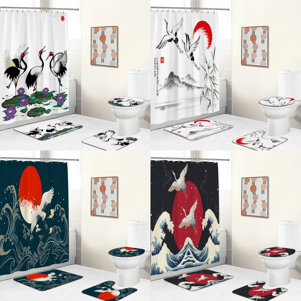 Japanese style Flowers Birds Print Fabric Shower Curtains Bathroom Curtain Set Anti-skid Rugs Carpet Toilet Cover Bath Mat Sets
Japanese style Flowers Birds Print Fabric Shower Curtains Bathroom Curtain Set Anti-skid Rugs Carpet Toilet Cover Bath Mat Sets