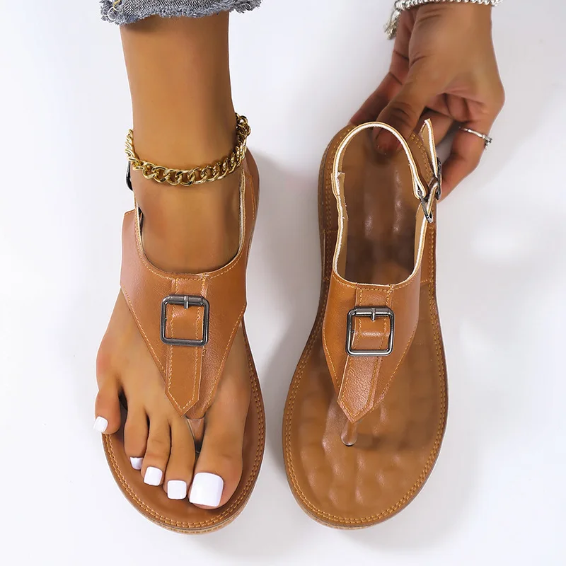 Women Sandals Retro Buckle Flats Non-Slip Beach Vacation Flip Flops 2022 New Round Head Casual Summer Shoes Women Rome Sandalias
Women Sandals Retro Buckle Flats Non-Slip Beach Vacation Flip Flops 2022 New Round Head Casual Summer Shoes Women Rome Sandalias