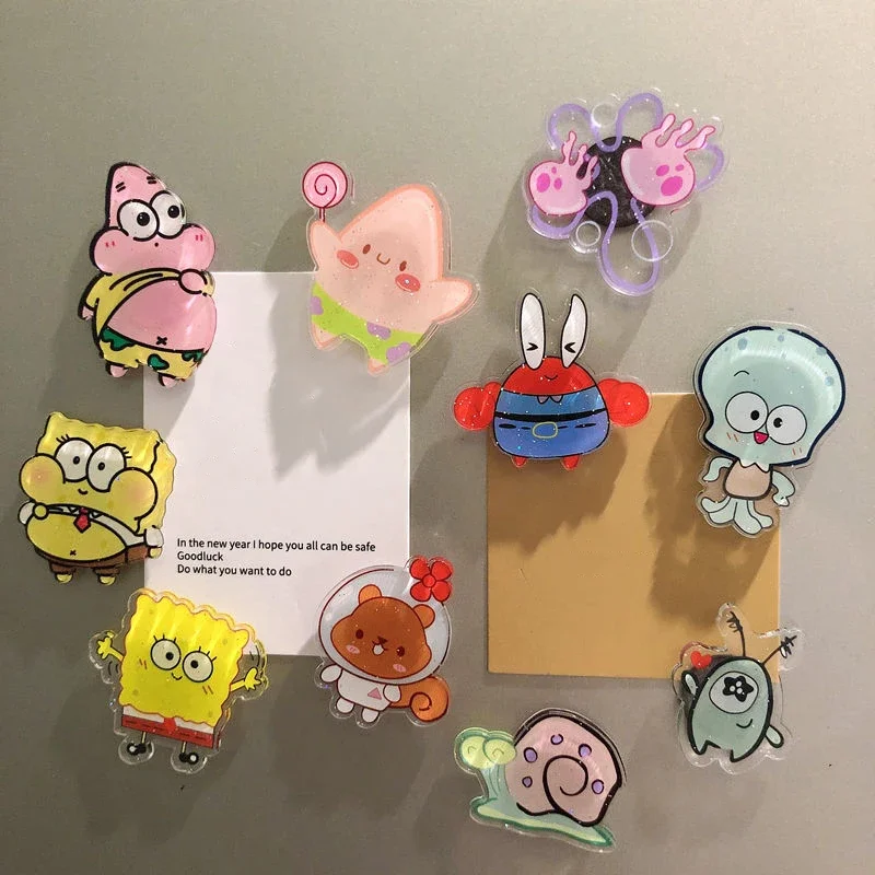

10 шт. магнитные наклейки Губка Боб на холодильник магнитные наклейки Мультяшные аниме фото доска для сообщений наклейки для дома кухни Удобная наклейка