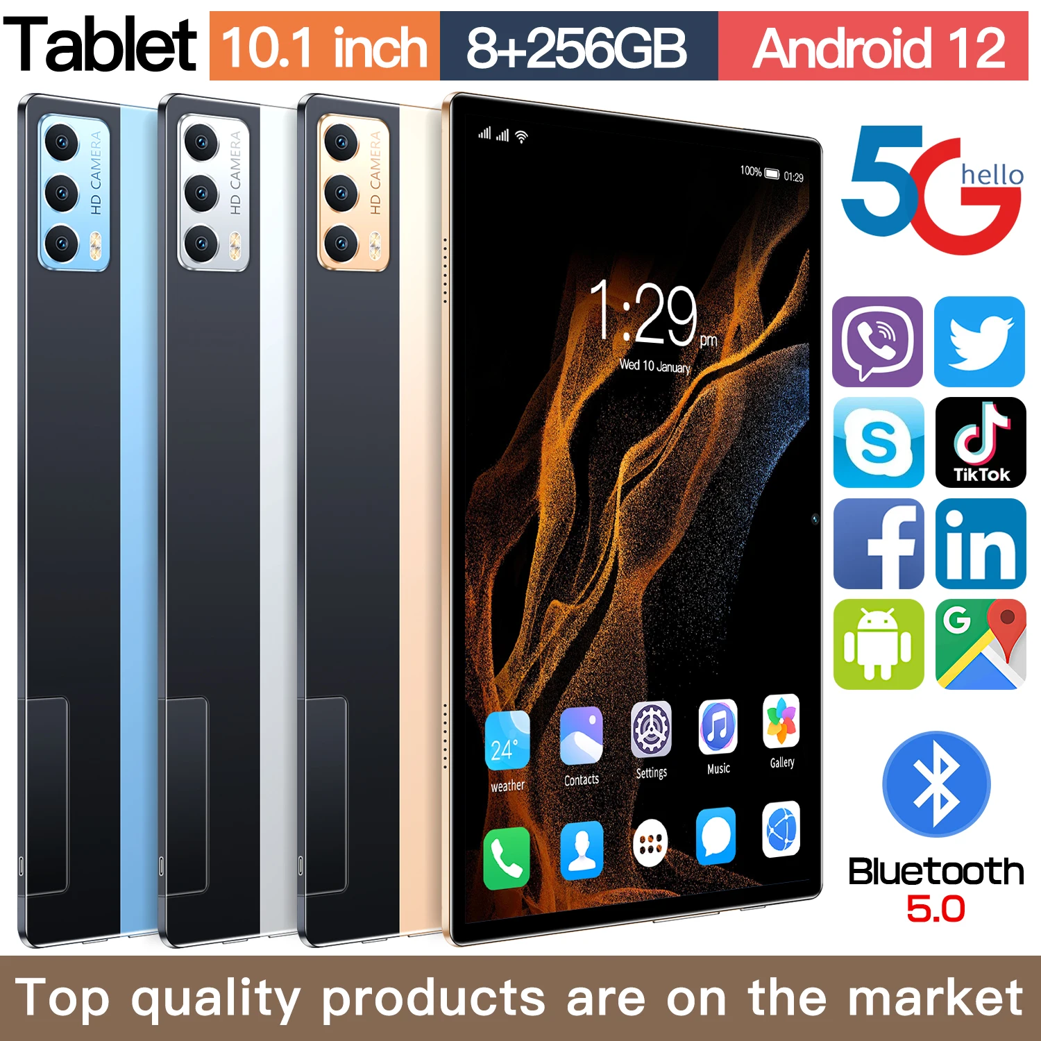 

Оригинальный планшет 8 ГБ ОЗУ 256 Гб ПЗУ планшетный ПК 10,1 дюймов планшет для рисования Android 12 планшет 10 ядер телефон планшеты с сенсорным экраном