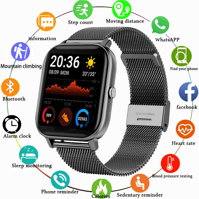 

Новинка 2021, смарт-часы с Bluetooth для мужчин и женщин, фитнес-трекер с мониторингом сердечного ритма и кровяного давления, Смарт-часы для мужчин,...