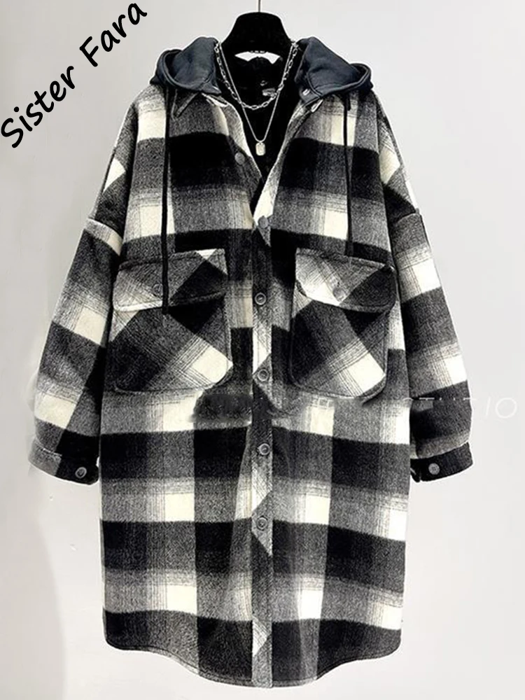 Sister Fara 2022 Winter Hooded Woolen Long Coat Spring Loose Mid-length Thickened Plaid Parka Jacket Loose Women's Clothing Coat
Sister Fara 2022 Winter Hooded Woolen Long Coat Spring Loose Mid-length Thickened Plaid Parka Jacket Loose Women's Clothing Coat
