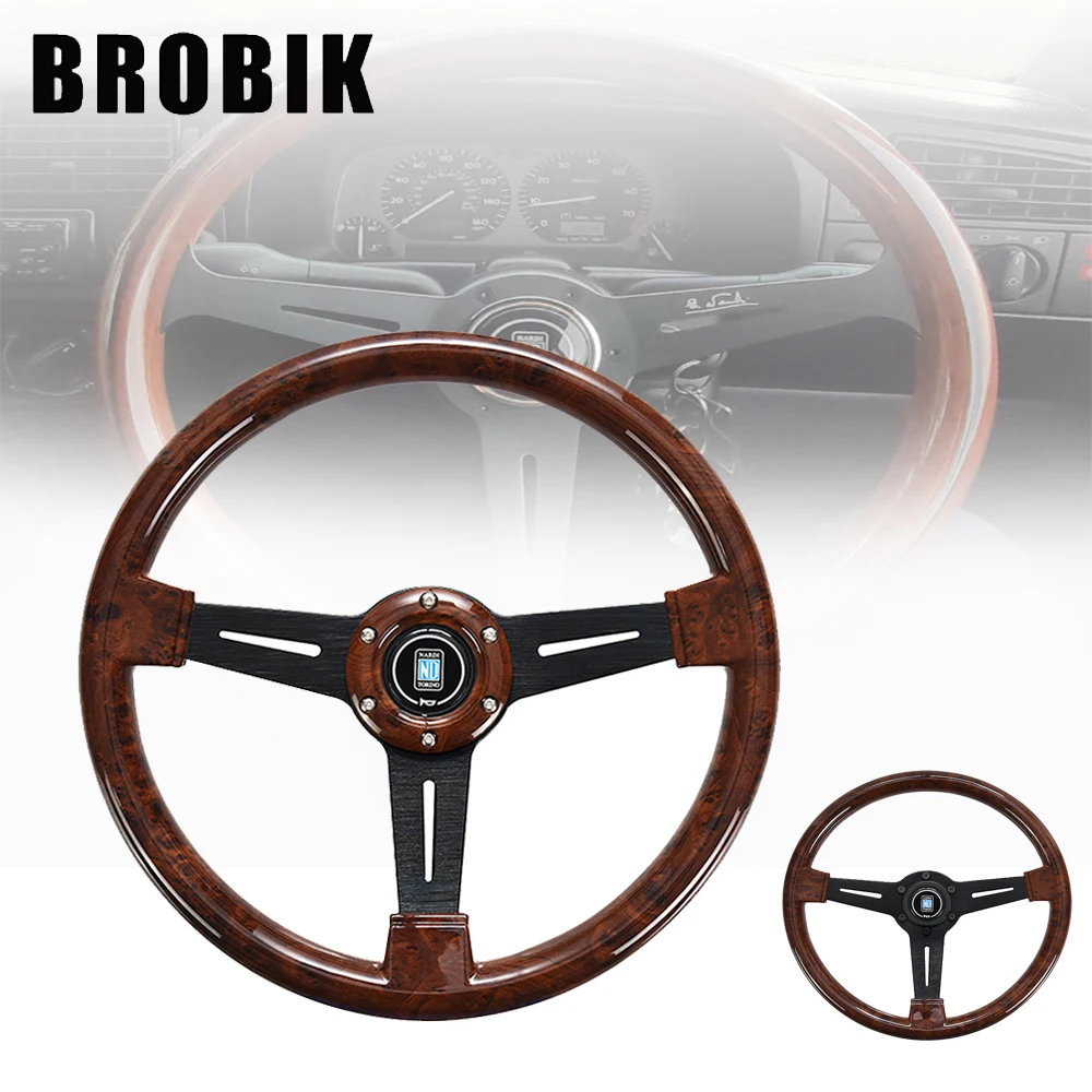 BROBIK 14 inch Universal ND Retro Wood grain Auto Racing Steering wheels Deep Corn Drifting ABS Sport Steering Wheel With Logo
BROBIK 14 inch Universal ND Retro Wood grain Auto Racing Steering wheels Deep Corn Drifting ABS Sport Steering Wheel With Logo