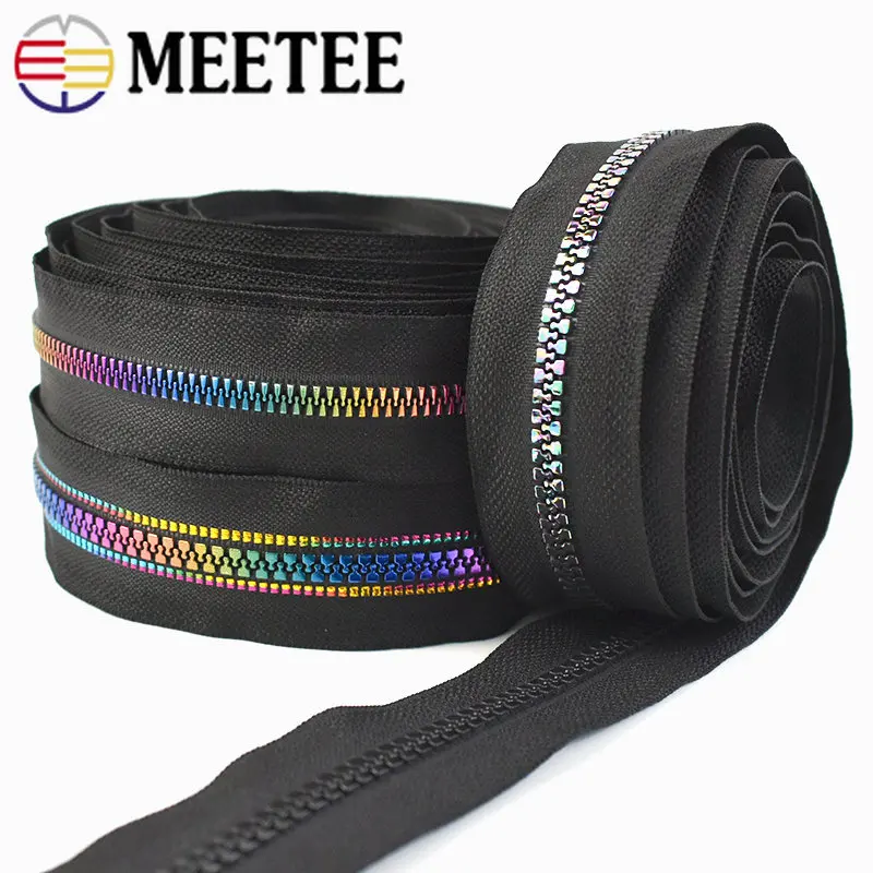 

5/10Meters 5# Resin Zippers Rainbow Decorative Roll Zipper Tape for Bag Jacket Clothes Zip Repair Kit DIY Sewing Accessories