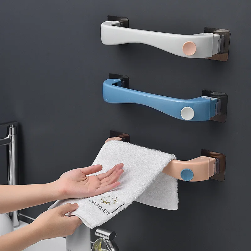 

Towel Rack Free Punch Bathroom Toilet Rotating Rag Hanger Dormitory Home Wall-mounted Towel Rod Rack Bathroom Accessories