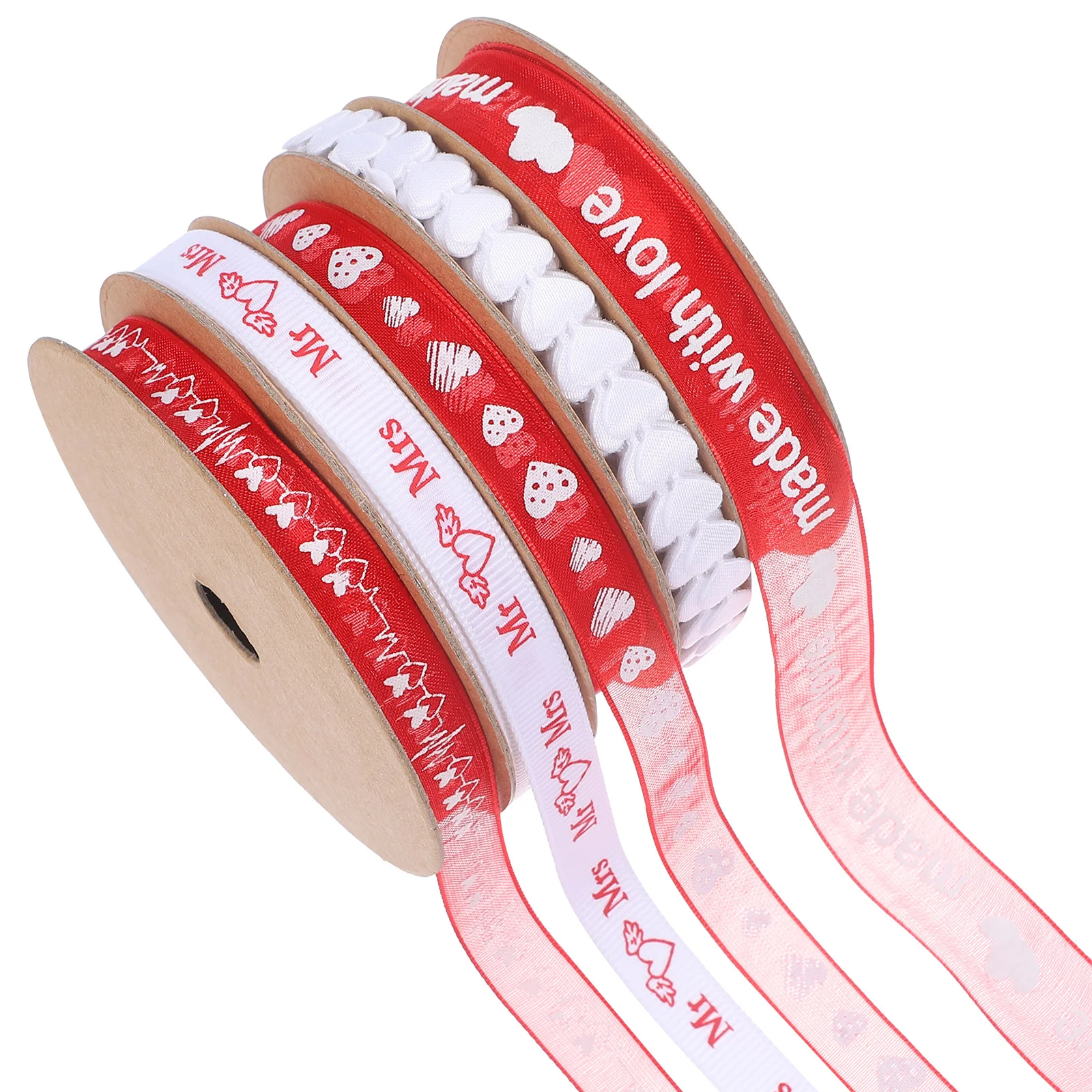 

5 Rolls of Valentines Ribbon Multi-use Valentines Ribbon Wrapping Ribbons for Present Packing