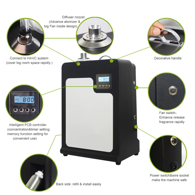 Essential Oil Hotel Automatic Air Fresheners Machine 2000m³Aroma Scent Electric Sprayer Burner Atomizer Diffuser Essential Oils
Essential Oil Hotel Automatic Air Fresheners Machine 2000m³Aroma Scent Electric Sprayer Burner Atomizer Diffuser Essential Oils