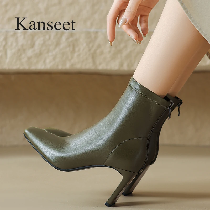 Женские короткие ботинки Kanseet с квадратным носком, осенне-зимняя обувь из натуральной кожи, Модные Узкие ботильоны на молнии и высоком каблуке, зеленые, 40
Женские короткие ботинки Kanseet с квадратным носком, осенне-зимняя обувь из натуральной кожи, Модные Узкие ботильоны на молнии и высоком каблуке, зеленые, 40
