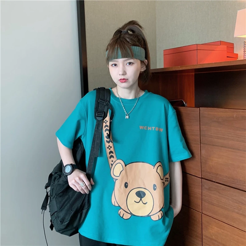 Bear Backpack Print T-Shirts Women 2022 Summer Kawaii Clothes Loose Oversized Tees Harajuku Short-Sleeved Tops Free Shipping
Bear Backpack Print T-Shirts Women 2022 Summer Kawaii Clothes Loose Oversized Tees Harajuku Short-Sleeved Tops Free Shipping