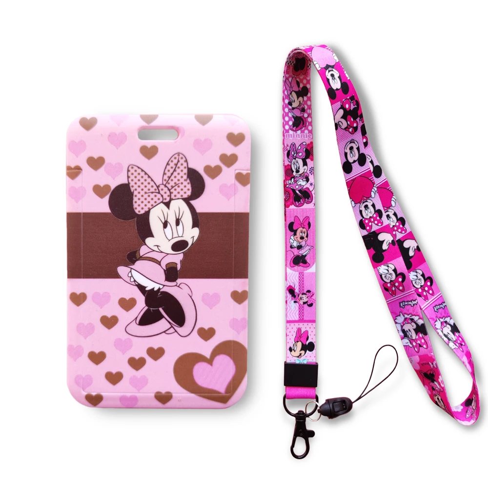 

Disney Mickey Minnie Mouse Kids Bank Card Holder Business Badge Card Case Frame ABS Employee Case Cover Student Lanyard ID Card