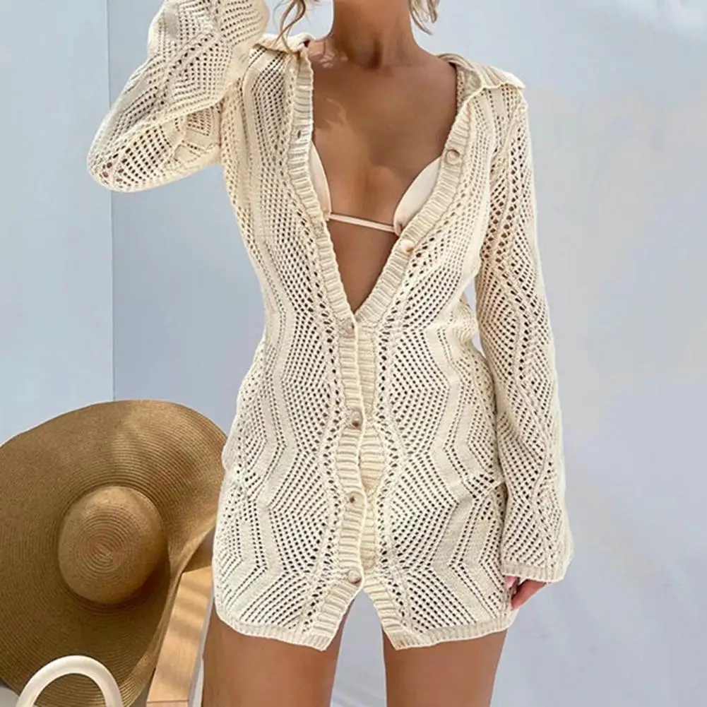 Women Knitted Cardigan Dress Party Shirt Dress Lapel Knitted Dress Casual Beach Hollow Out Mini Knit Shirt Dress Streetwear
Women Knitted Cardigan Dress Party Shirt Dress Lapel Knitted Dress Casual Beach Hollow Out Mini Knit Shirt Dress Streetwear