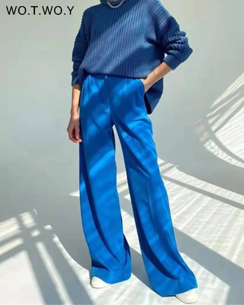 WOTWOY Spring Wide Leg Classic Suit Pants Women Vintage Casual High Waist Loose Pants Female Elegant Black Trousers Office Lady
WOTWOY Spring Wide Leg Classic Suit Pants Women Vintage Casual High Waist Loose Pants Female Elegant Black Trousers Office Lady