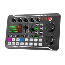 F998 Sound Card Microphone Sound Mixer Audio Mixing Console Amplifier Dj Equipment for Broadcast Recording KTV Game Music