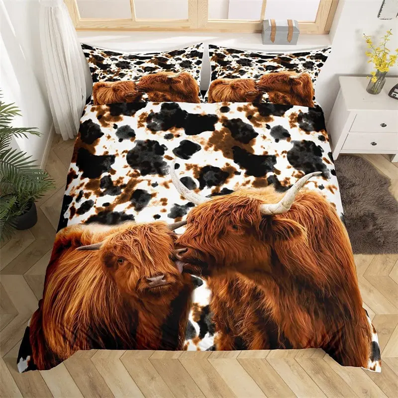 

Farmhouse Animal Duvet Cover Deer Elk Bedding Set Microfiber Cow Comforter Cover Full Twin Queen For Kids Adult Teen Room