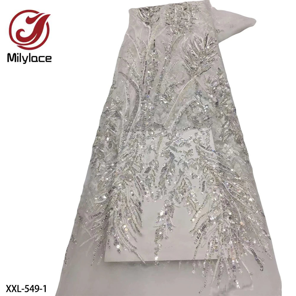 Luxury Beaded Nigerian Lace Frabric High Quality French Tulle Lace Sequins Embroidered Lace Fabric for Wedding Dress XXL-549
Luxury Beaded Nigerian Lace Frabric High Quality French Tulle Lace Sequins Embroidered Lace Fabric for Wedding Dress XXL-549