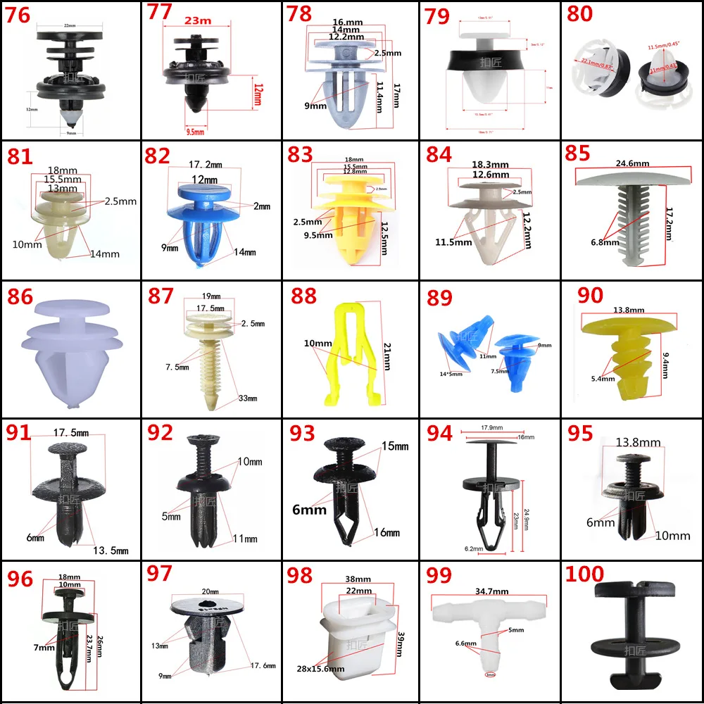 Universal Push Bumper Auto Push Pin Rivets Door Panel Fastener Rivet Clips with 100 Most Popular Sizes Car Fastener Clips
Universal Push Bumper Auto Push Pin Rivets Door Panel Fastener Rivet Clips with 100 Most Popular Sizes Car Fastener Clips