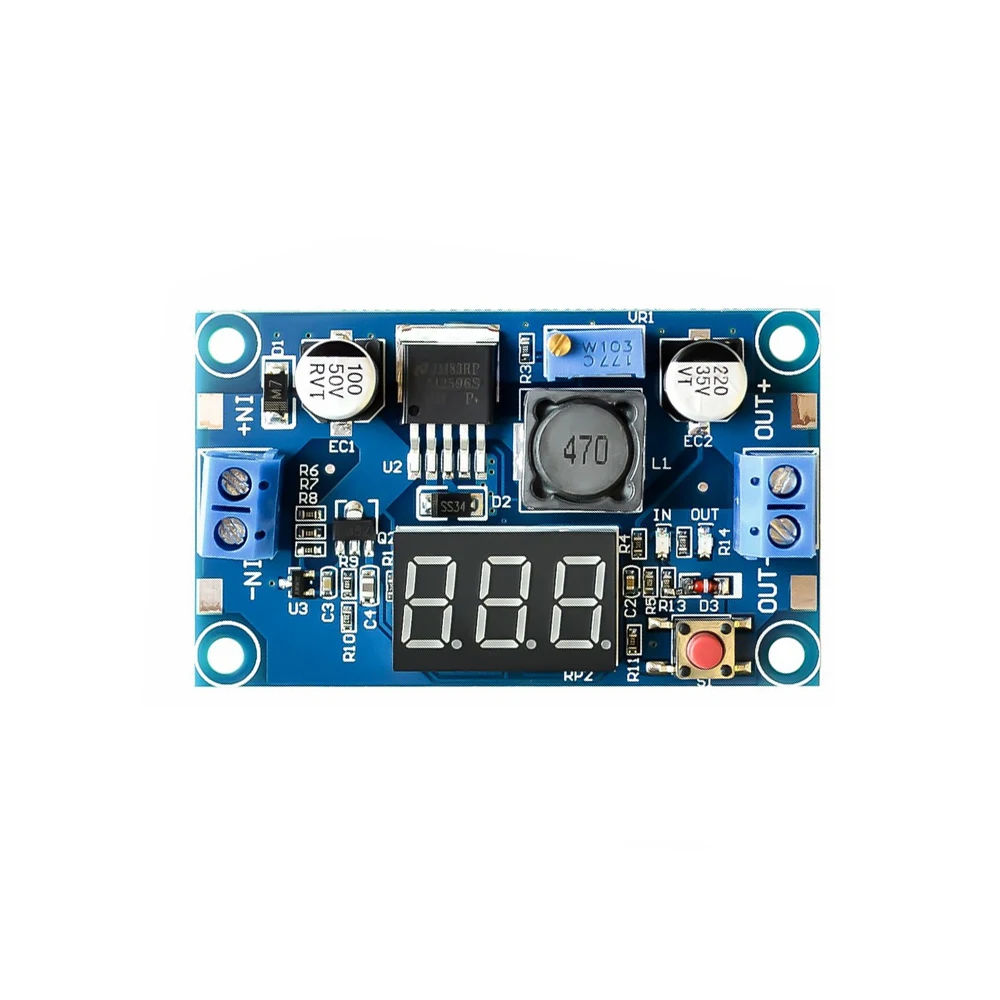 

LM2596 DC DC Step Down Converter Voltage Regulator Voltmeter 4-40V to 1.2-37V Buck Adjustable Adapter Power with LED Display