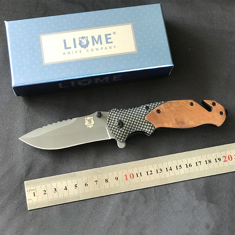 Outdoor Multifunctional Liome Pocket Knives Tactical Folding Knife Wooden Handle Camping Survival EDC Tool
Outdoor Multifunctional Liome Pocket Knives Tactical Folding Knife Wooden Handle Camping Survival EDC Tool