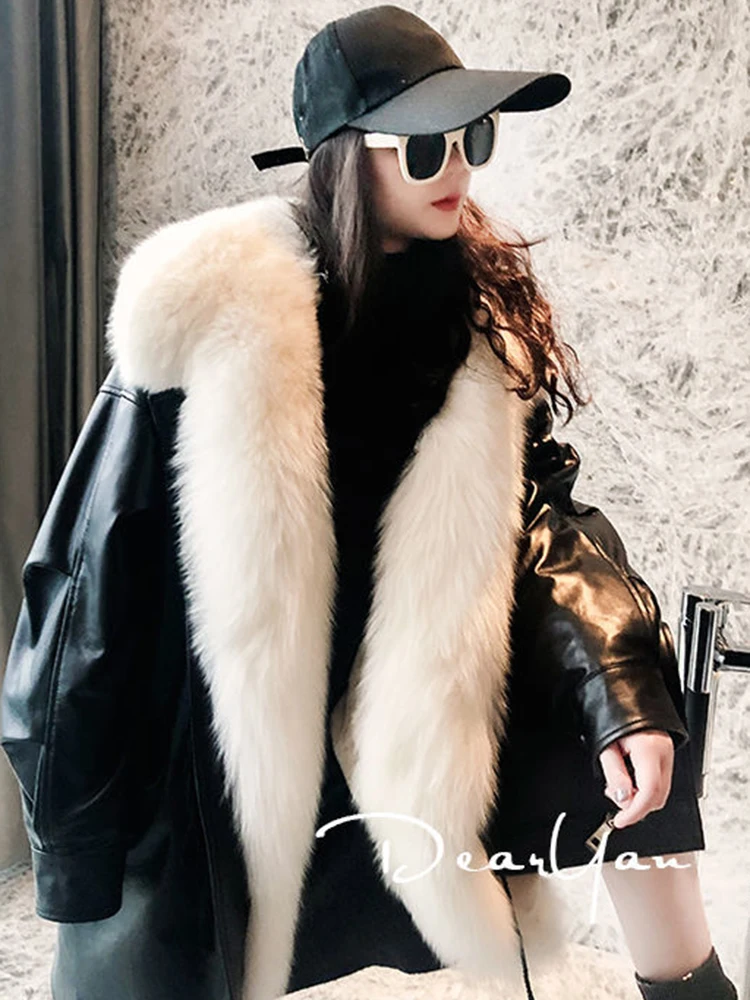 Women's Medium Long Detachable Full Leather Jacket Fur liner Snow Parka Real Sheepskin Leather Natural Fur Leather Jacket
Women's Medium Long Detachable Full Leather Jacket Fur liner Snow Parka Real Sheepskin Leather Natural Fur Leather Jacket