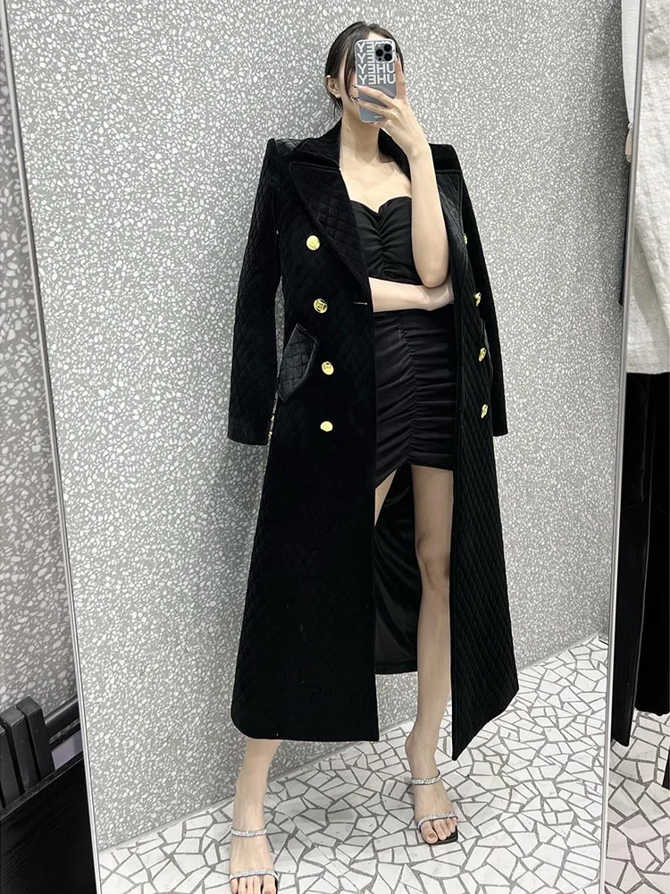 HIGH STREET Newest Fashion 2022 Designer Overcoat Women's Double Breasted Sewing Grid velvet Long Coat
HIGH STREET Newest Fashion 2022 Designer Overcoat Women's Double Breasted Sewing Grid velvet Long Coat