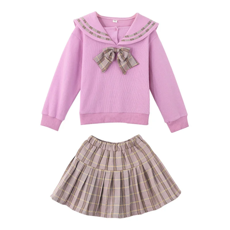 Baby Girl Clothing Sets Spring Autumn Solid Bow Sailor Collar Top + Plaid Pleated Skirt Suit 2022 New Kids Clothes Girls Outfits
Baby Girl Clothing Sets Spring Autumn Solid Bow Sailor Collar Top + Plaid Pleated Skirt Suit 2022 New Kids Clothes Girls Outfits