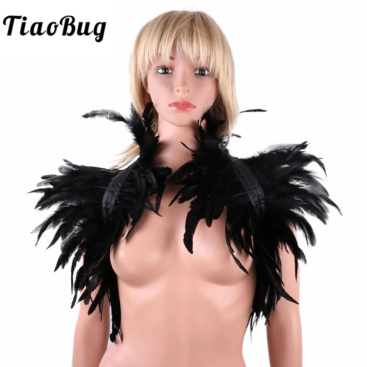 

Women Victorian Feather Shrug Shawl Retro Vintage Punk Gothic Shoulder Wrap Cape Gothic Collar Rave Party Cosplay Costume