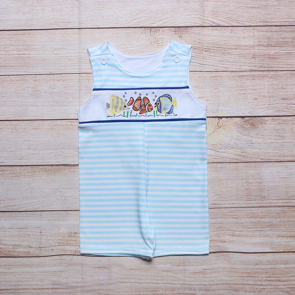 Summer Newborn Cotton Romper New Style Blue Stripe Fish Embroidery Infant Clothes Beautiful Toddler Jumpsuit 0-3T For Boy
Summer Newborn Cotton Romper New Style Blue Stripe Fish Embroidery Infant Clothes Beautiful Toddler Jumpsuit 0-3T For Boy